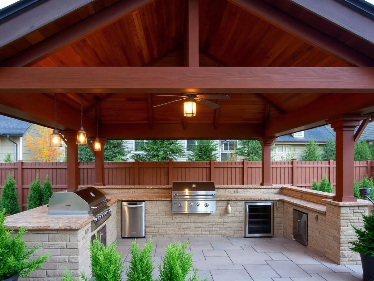 Coordinated outdoor kitchen island with built-in grill and counter space